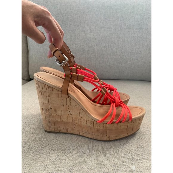 COACH Georgian Neon Cork Wedges Sz 9 - Picture 3 of 10